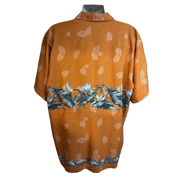 Bali Mens Vintage Orange Floral Hawaiian Aloha Button Up Shirt 2XL Pocket - Picture 4 of 7